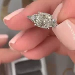 Handmade 3CT Cushion Cut Engagement Ring with Heart Sidestone