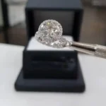 Handmade 4 CT Halo Round Cut Diamond Engagement Ring