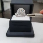 Handmade 4 CT Halo Round Cut Diamond Engagement Ring