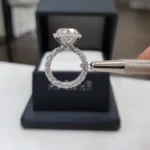 Handmade 4 CT Halo Round Cut Diamond Engagement Ring