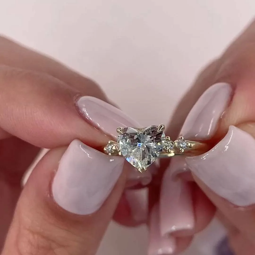 Handmade 1.2CT Heart Shape Engagement Ring