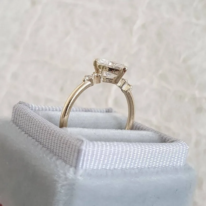 Handmade 1.2CT Heart Shape Engagement Ring