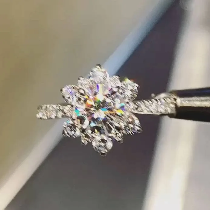 Handmade 1.0CT Snowflake Lab-created Sapphire Ring