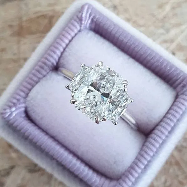 Handmade 2.41 CT Three Stone Radiant Cut Engagement Ring