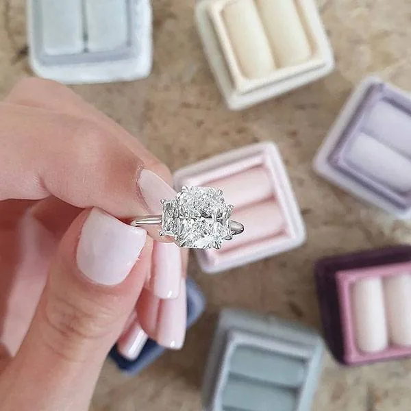 Handmade 2.41 CT Three Stone Radiant Cut Engagement Ring