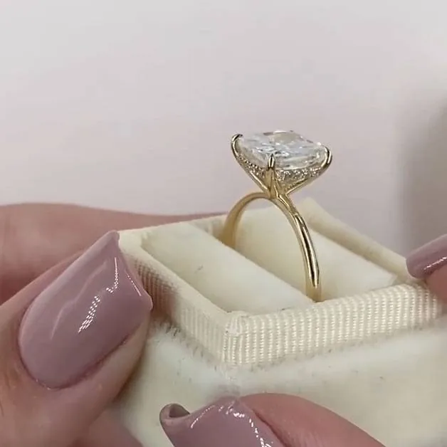Handmade 2.5 CT Under Halo Cushion Cut Engagement Ring