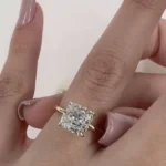 Handmade 2.5 CT Under Halo Cushion Cut Engagement Ring