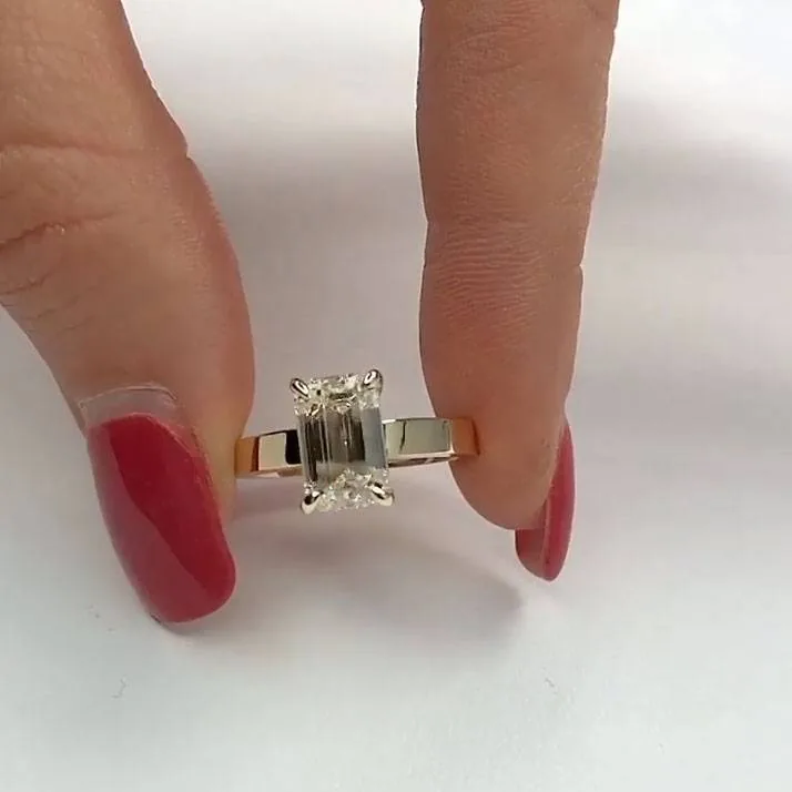 Handmade Sterling Silver 3ct Emerald Cut Engagement Ring