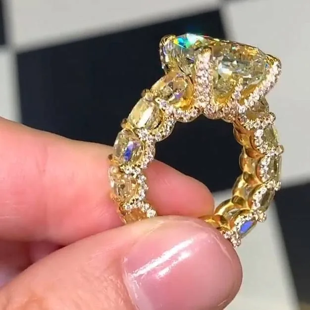 Handmade Stunning 5CT Yellow Sapphire Sterling Silver Ring