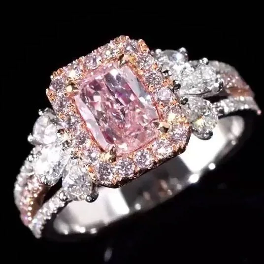 Handmade 2 CT.TW Fancy Pink Sterling Silver Ring