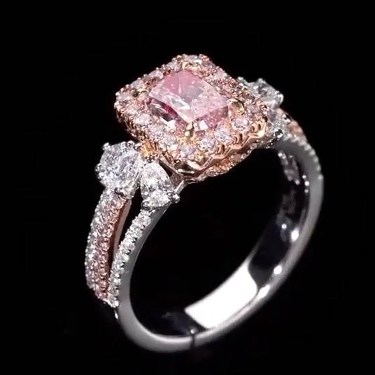 Handmade 2 CT.TW Fancy Pink Sterling Silver Ring