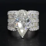 Handmade Sterling Silver 3CT Pear Cut Wide Ring