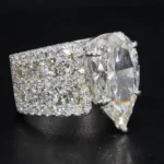 Handmade Sterling Silver 3CT Pear Cut Wide Ring