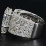 Handmade Sterling Silver 3CT Pear Cut Wide Ring