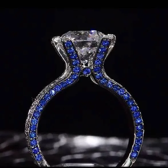 Handmade 3CT Round Brilliant Cut Prong Setting Engagement Ring