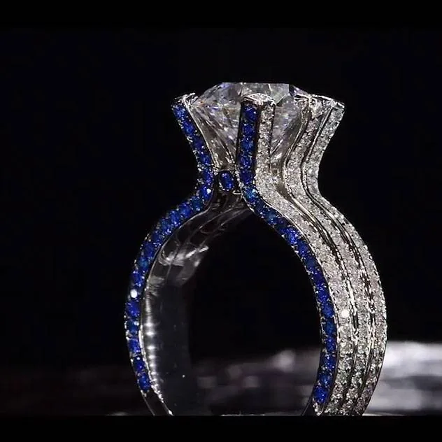 Handmade 3CT Round Brilliant Cut Prong Setting Engagement Ring
