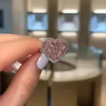 Handmade 3CT Beautiful Pink Heart Shape Engagement Ring