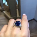 Handmade 3 CT Blue Sapphire Sterling Silver Engagement Ring