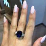 Handmade 3 CT Blue Sapphire Sterling Silver Engagement Ring