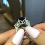 Handmade 3 CT Blue Sapphire Sterling Silver Engagement Ring
