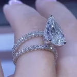 Handmade 3CT Pear Cut Engagement Ring in Sterling Silver