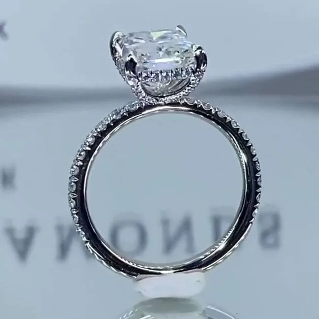 Handmade 4CT Radiant Cut Sterling Silver Ring