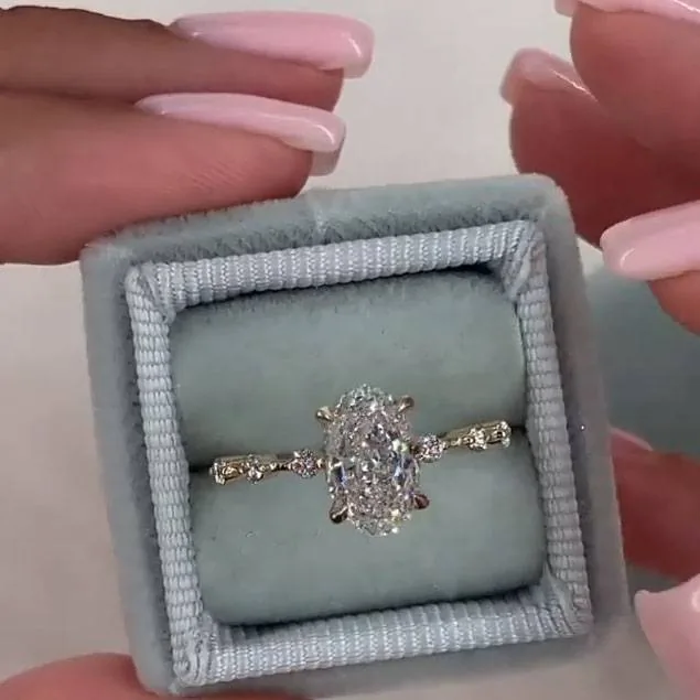 Handmade 3CT Oval Cut Engagement ring