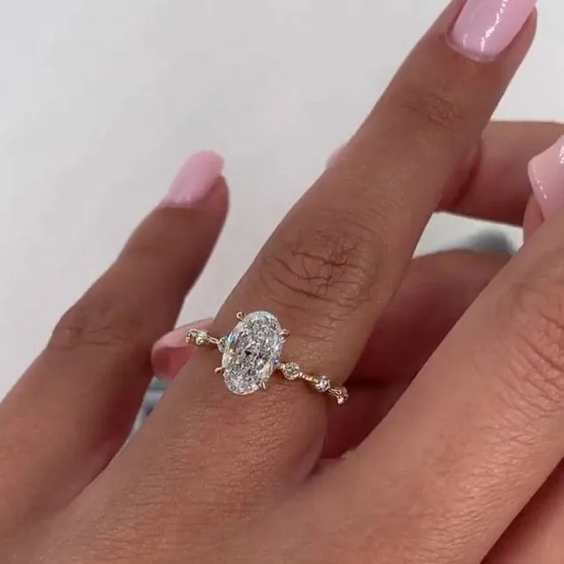 Handmade 3CT Oval Cut Engagement ring