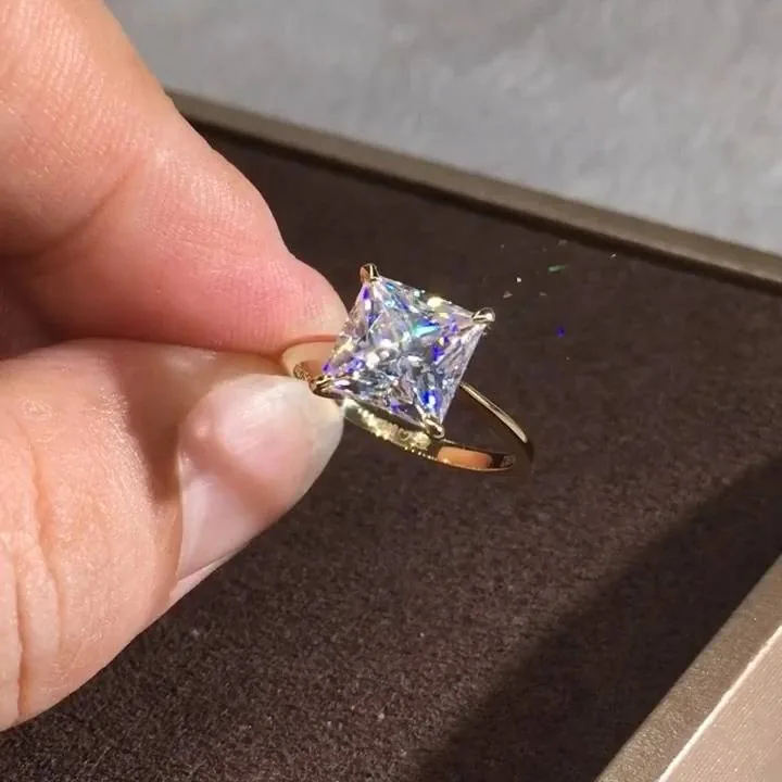 Handmade 3CT Princess Cut Sterling Silver Engagement Ring