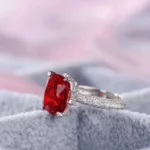 Handmade 3CT Classic Cushion Cut Ruby Sterling Silver Ring