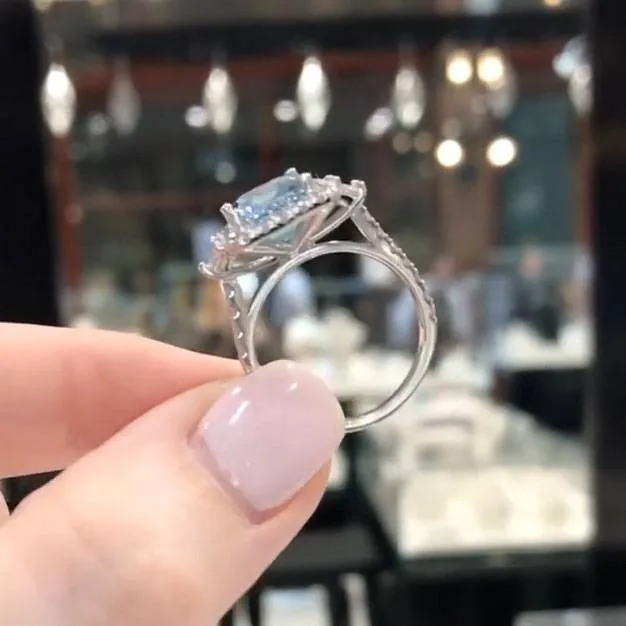 Handmade 1.5CT Emerald Cut Sterling Silver Ring