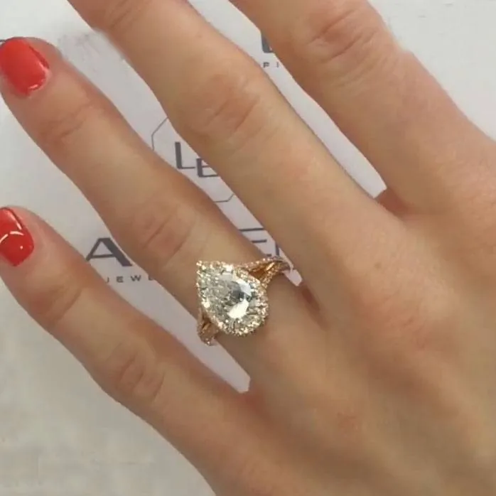 Handmade 2CT Split Shank Pear Cut Ring