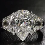 Handmade 4CT Three Stone Pear Shape Engagement Ring