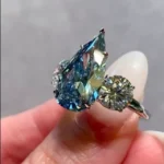 Handmade 6CT Blue Pear Cut Engagement Ring
