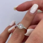 Three-stone Round Cut Sterling Silver Ring