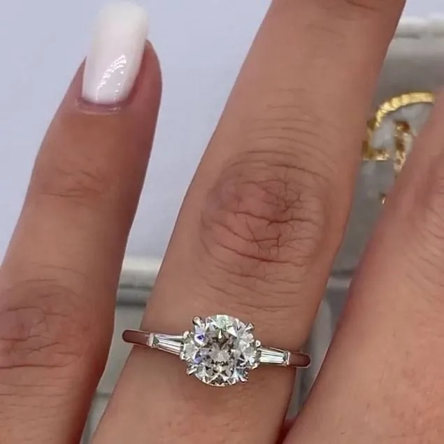 Three-stone Round Cut Sterling Silver Ring