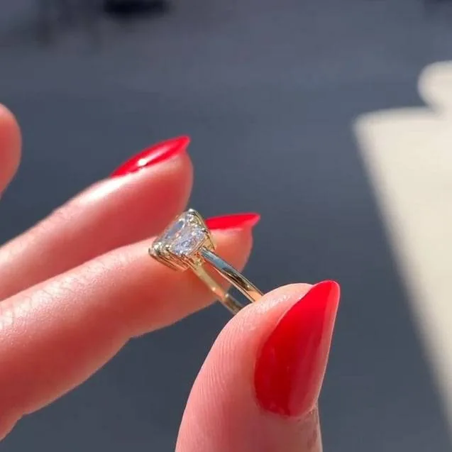 3CT Three Radiant Cut Sterling Silver Ring