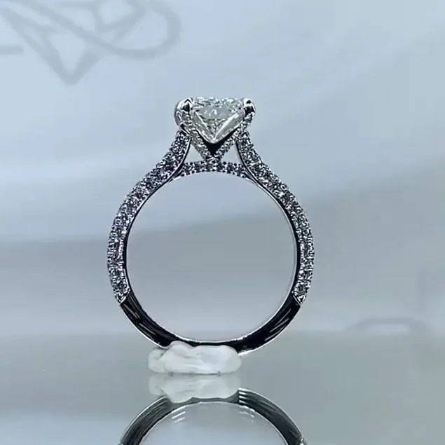 4CT Radiant Cut Lab-created Sapphire Setting Ring