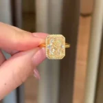 5ct Fancy Yellow Radiant Cut Sterling Silver Ring