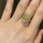5ct Fancy Yellow Radiant Cut Sterling Silver Ring