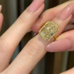 5ct Fancy Yellow Radiant Cut Sterling Silver Ring