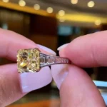 5ct Fancy Yellow Radiant Cut sterling Silver Engagement Ring