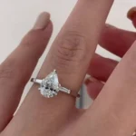 3ct Pear Cut Ring with 2 Tapered Baguette Side Stones
