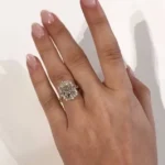 3.55CT Halo Radiant Cut Sterling Silver Engagement Ring