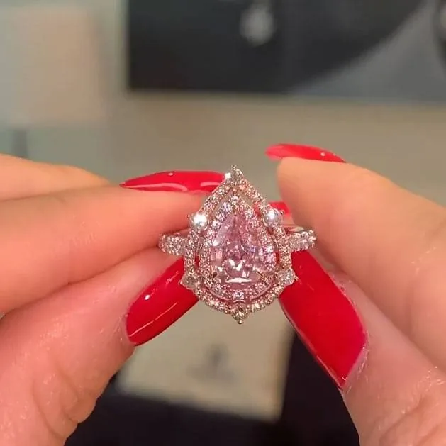 1.5ct Pear Shape Pink Sapphire Ring