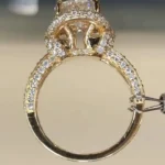 Handmade 3ct Halo White Sapphire Ring in Yellow Gold Tone