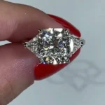 Handmade 3.5 CT Three Stone Cushion Cut Sterling Silver Ring