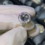 Handmade 1.5 CT Double Halo Round Brilliant Diamond Ring