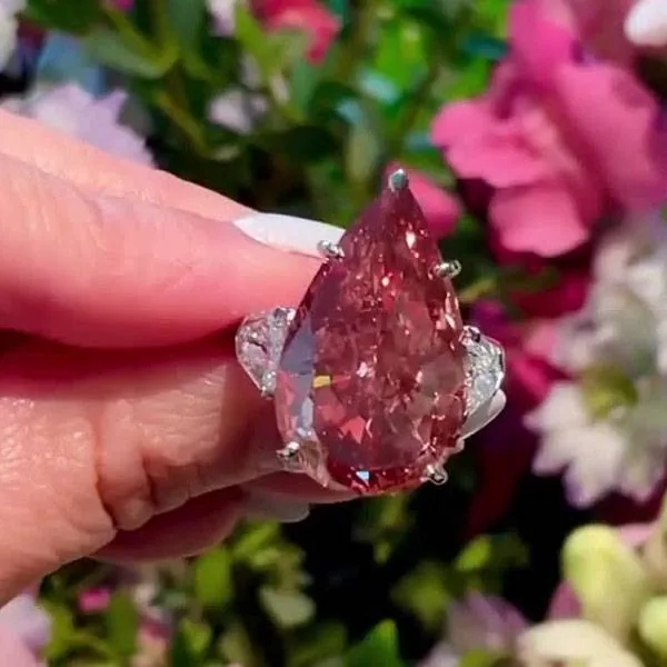 Handmade 6ct Fancy Deep Pinkish Orange Sapphire Ring