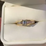 Handmade 1.5ct Emerald Cut Ring In 14k Yellow Gold Tone